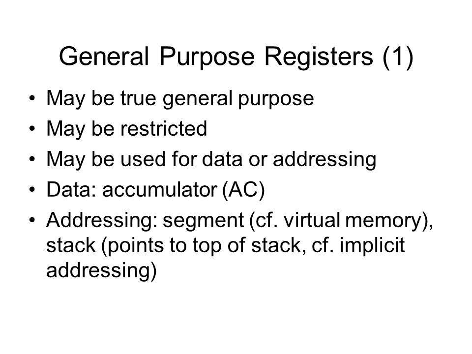 General Purpose Registers (1)