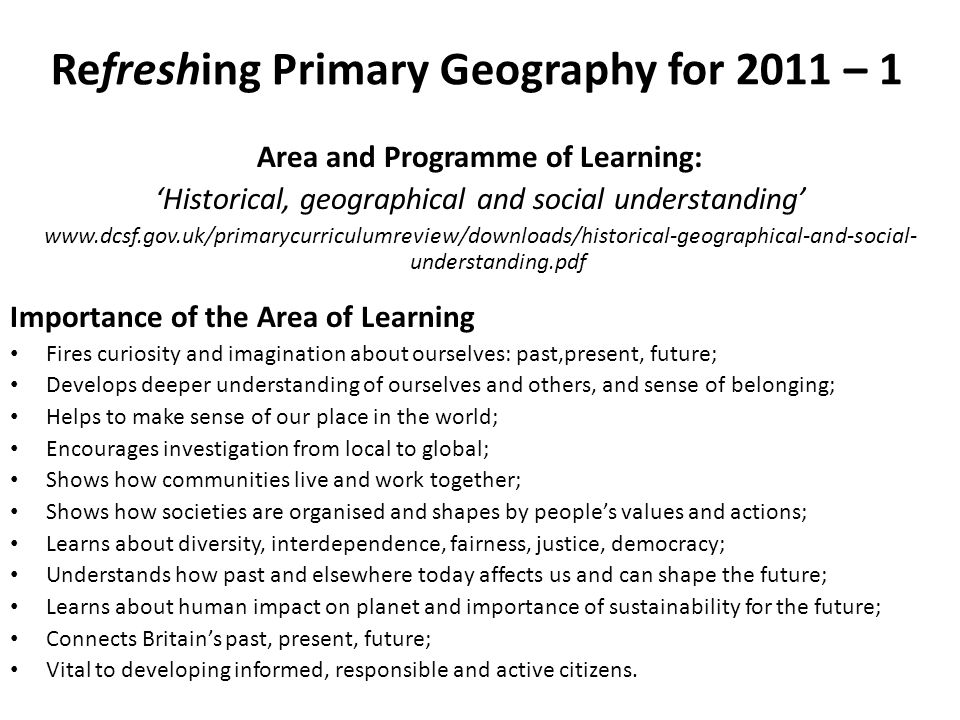 Refreshing Primary Geography for 2011 – 1
