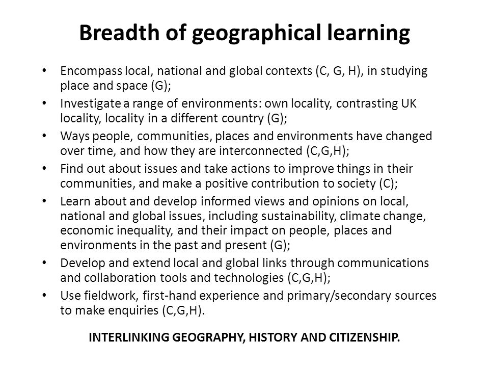Breadth of geographical learning