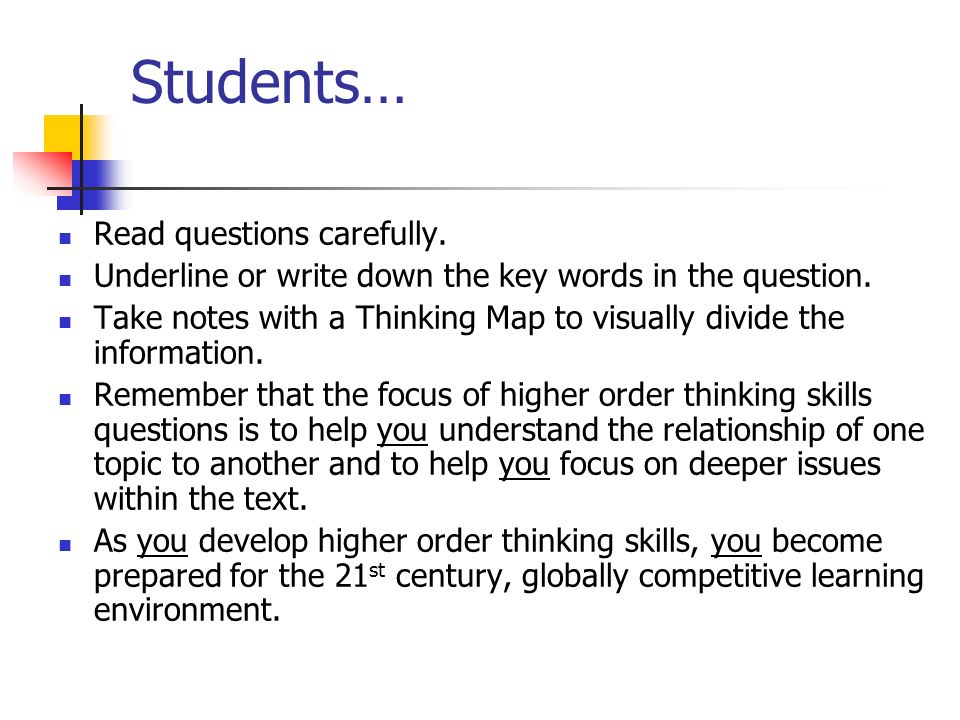 Students… Read questions carefully.