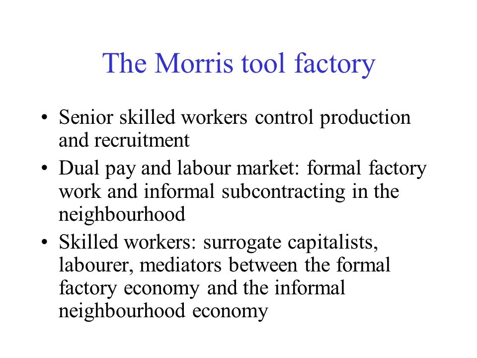 The Morris tool factory