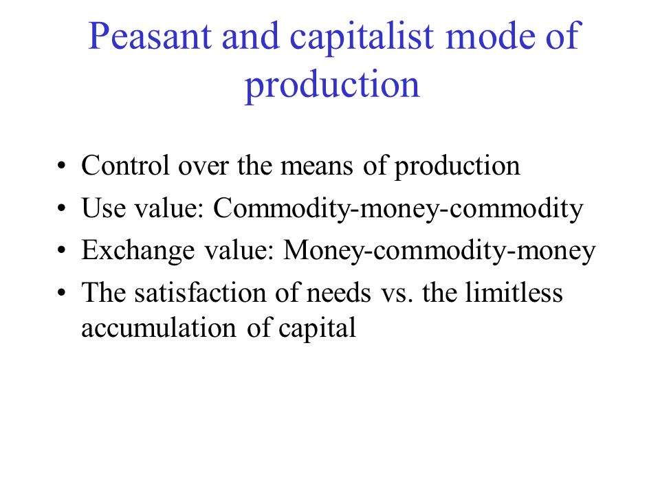Peasant and capitalist mode of production