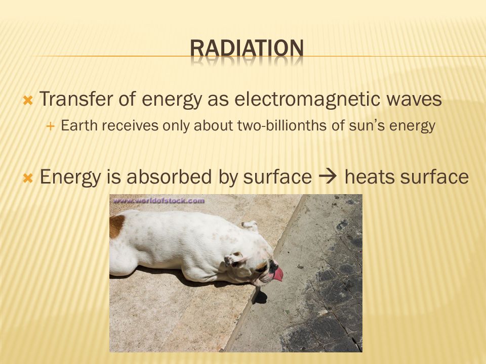 Radiation Transfer of energy as electromagnetic waves