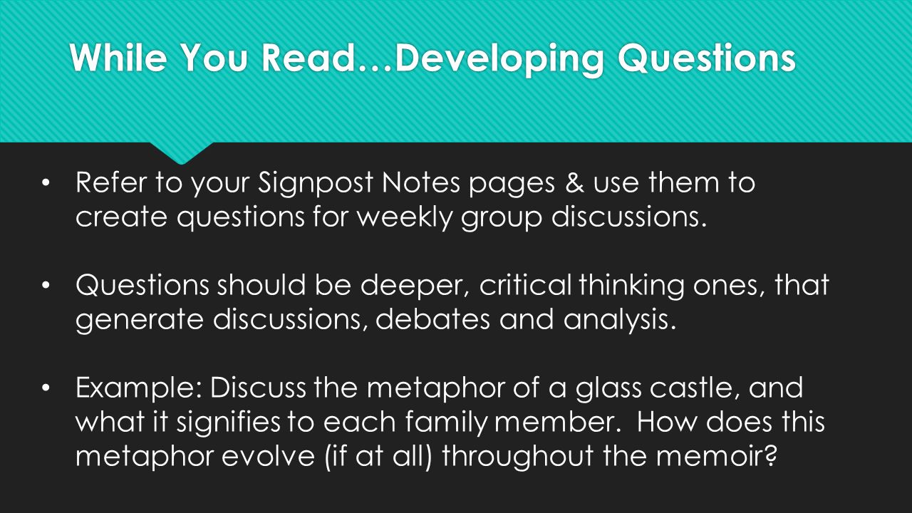 While You Read…Developing Questions