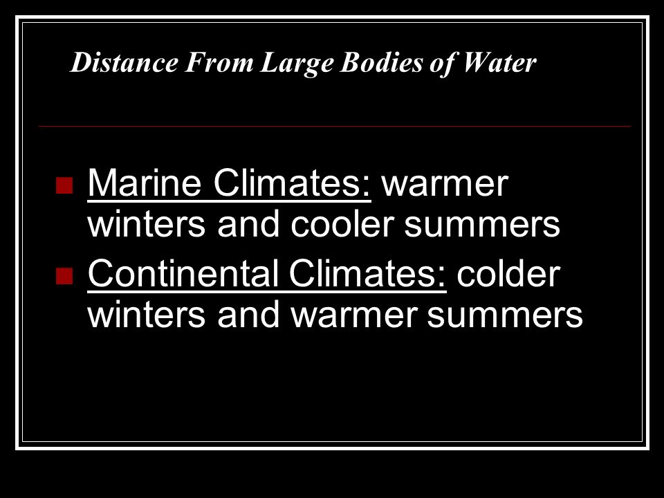 Distance From Large Bodies of Water