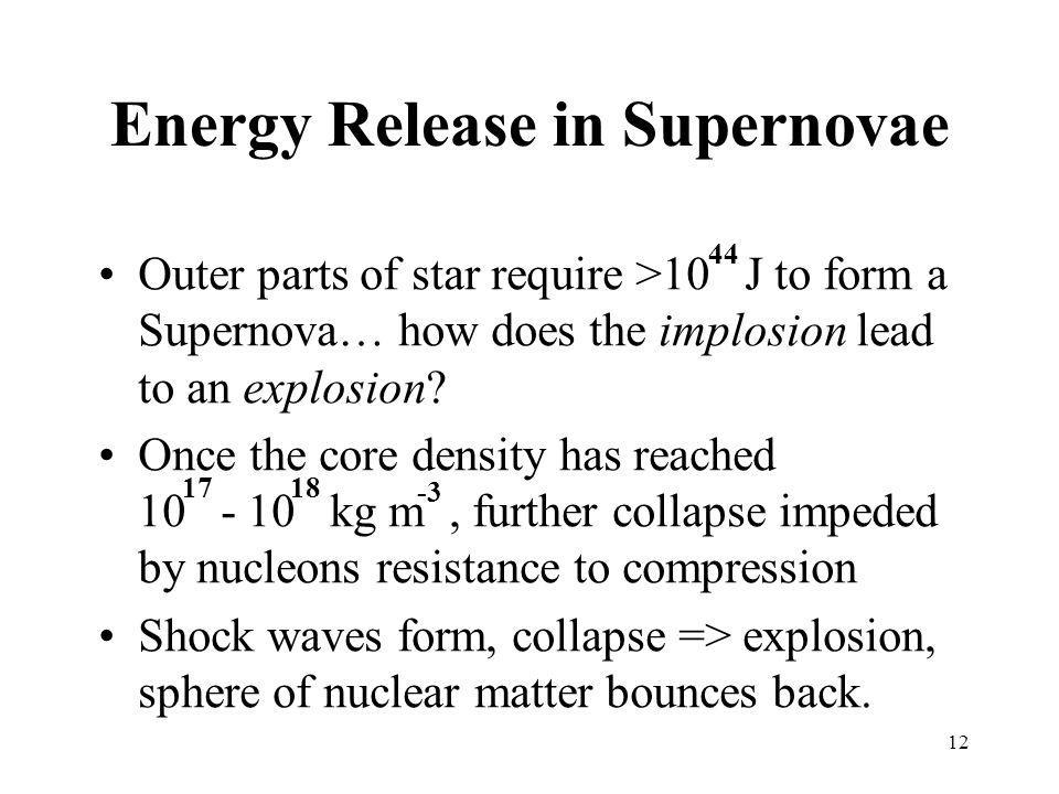 Energy Release in Supernovae