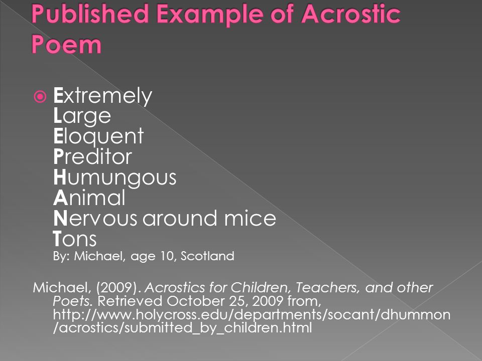 Acrostic Poems 4th Grade Acrostic Poem Ppt Video Online Download