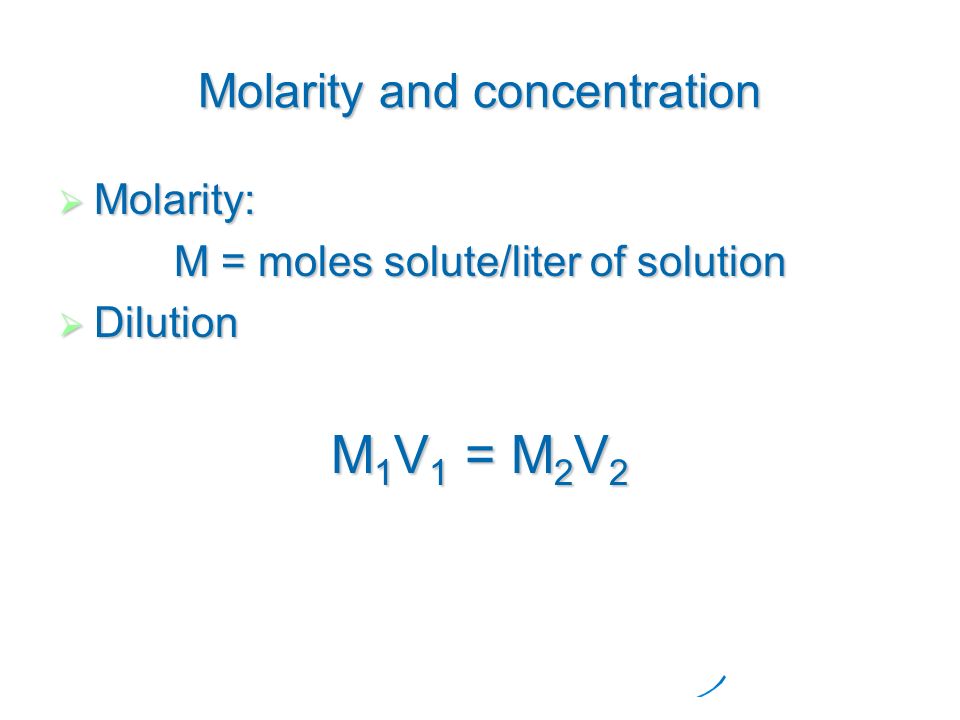 Molarity and concentration
