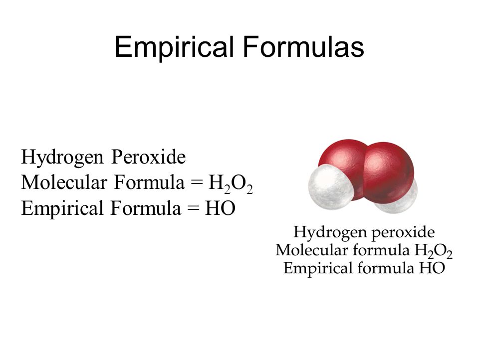 Empirical Formulas Hydrogen Peroxide Molecular Formula = H2O2