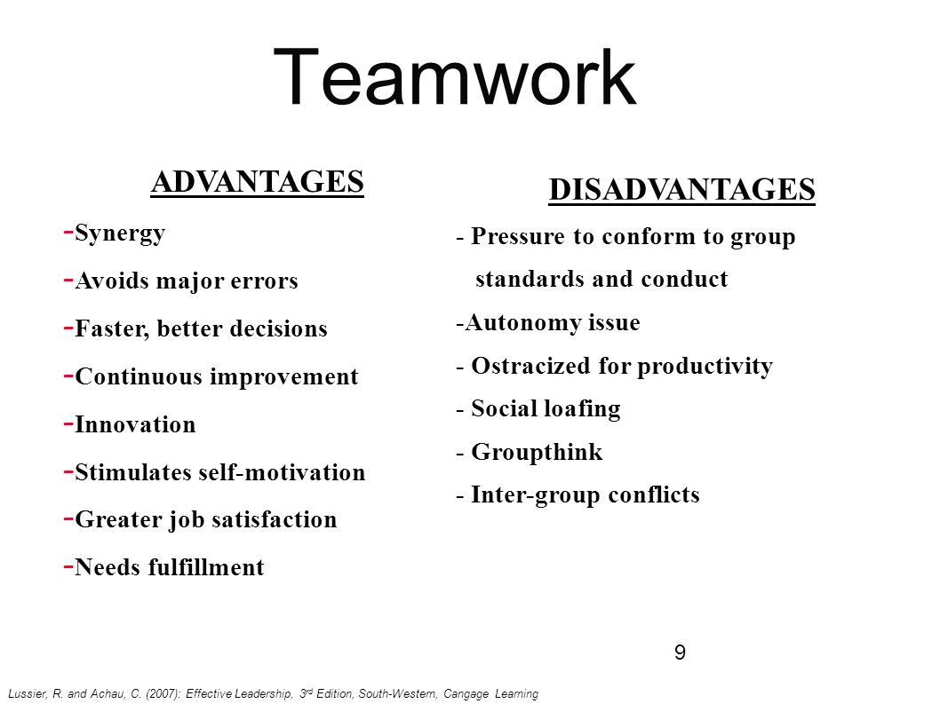 advantages and disadvantages of teamwork