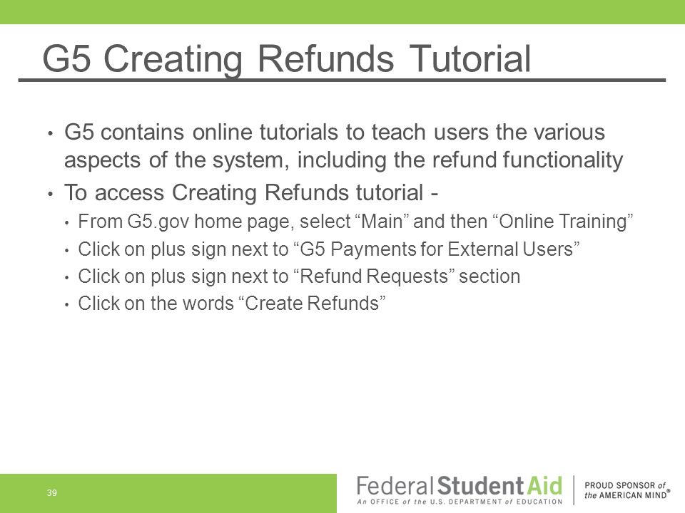 G5 Creating Refunds Tutorial