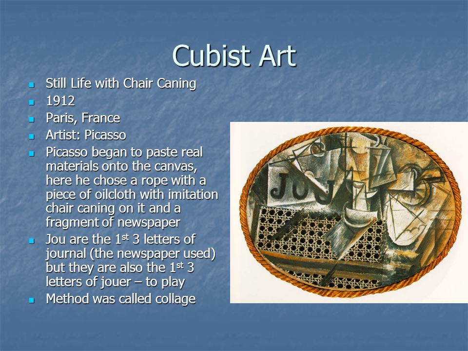 Cubist Art Still Life with Chair Caning 1912 Paris, France