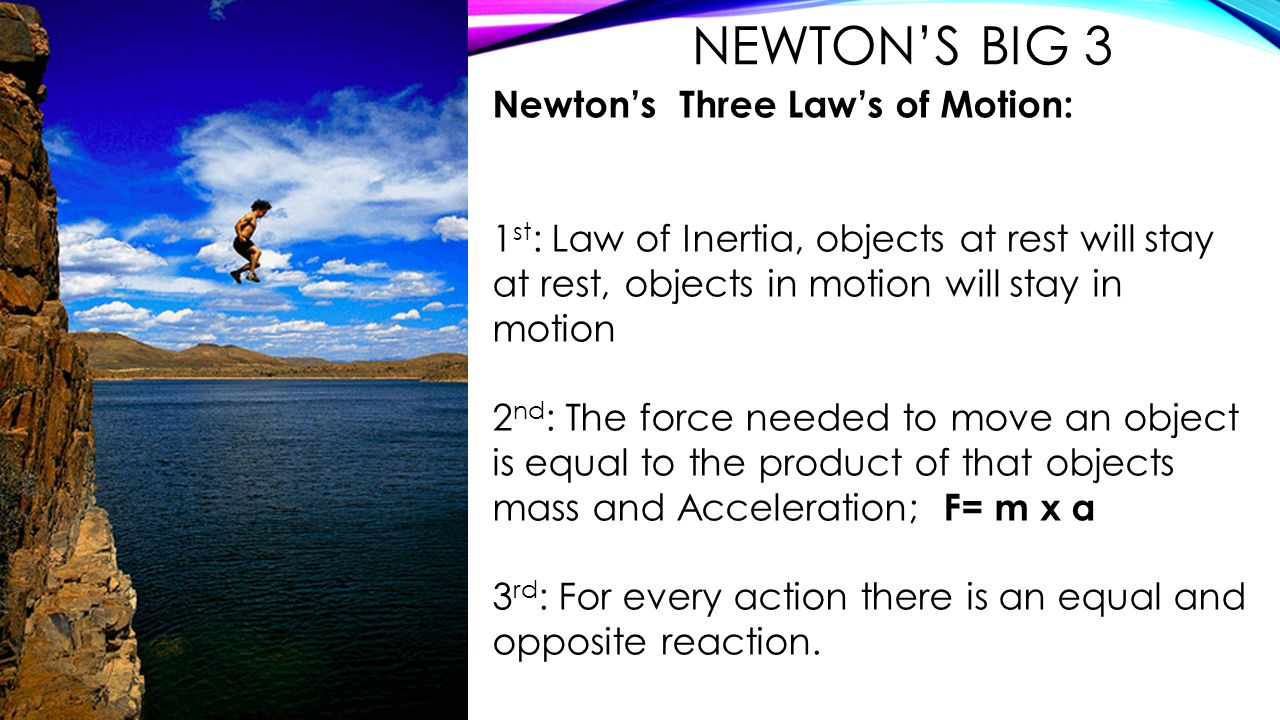 Newton’s Big 3 Newton’s Three Law’s of Motion: