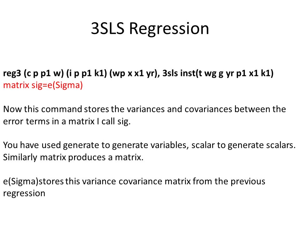 3sls 3sls Is The Combination Of 2sls And Sur Ppt Video Online Download