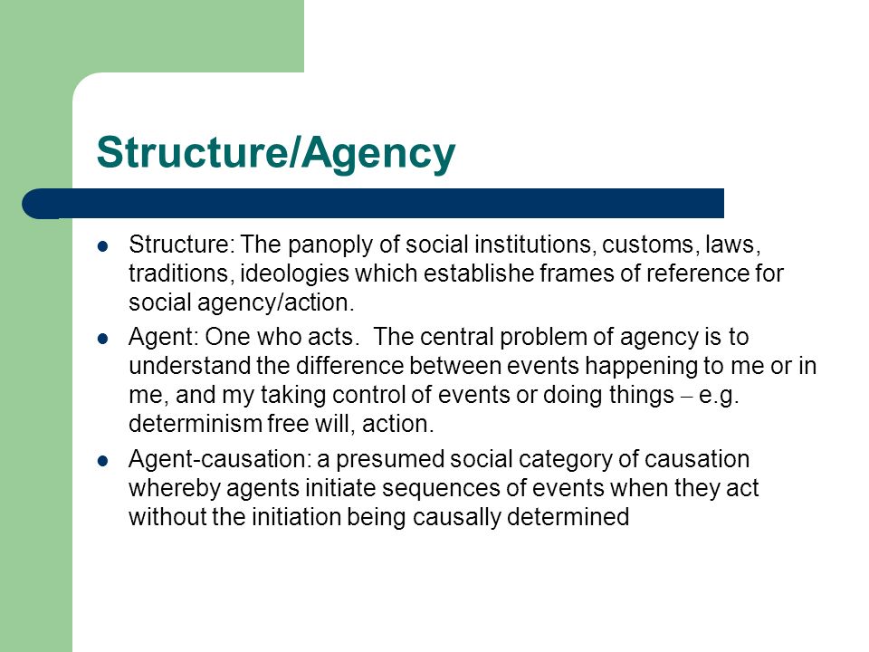 what is agency in sociology