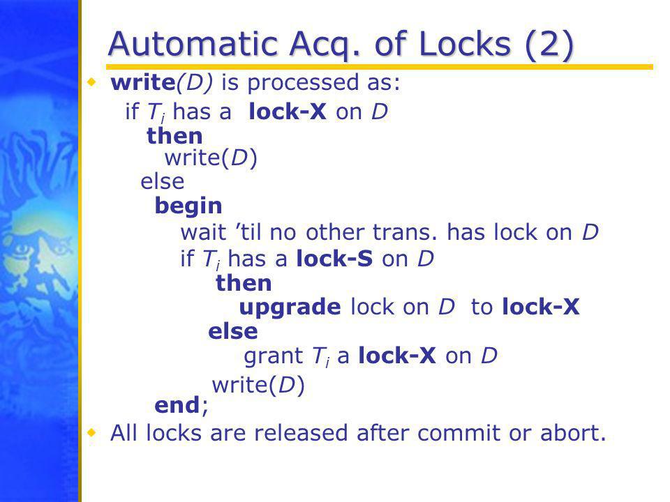 Automatic Acq. of Locks (2)