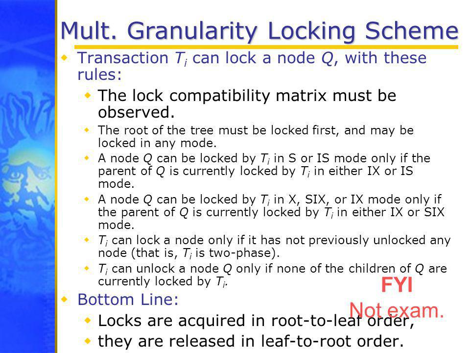 Mult. Granularity Locking Scheme
