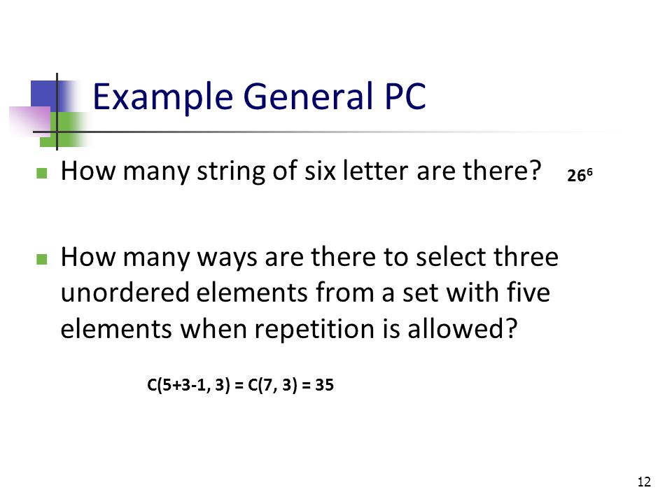 Example General PC How many string of six letter are there