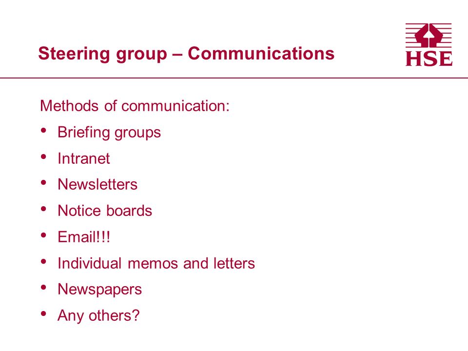 Steering group – Communications
