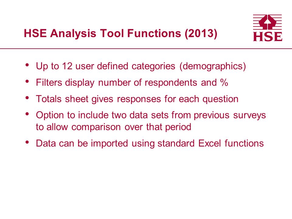 HSE Analysis Tool Functions (2013)