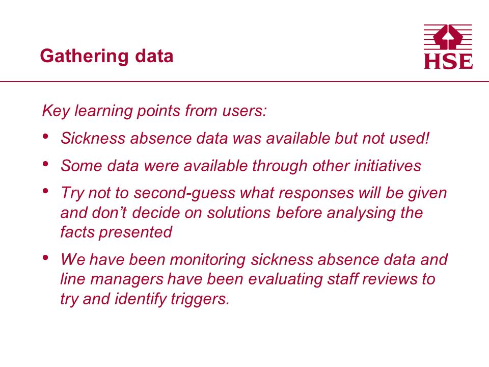 Gathering data Key learning points from users: