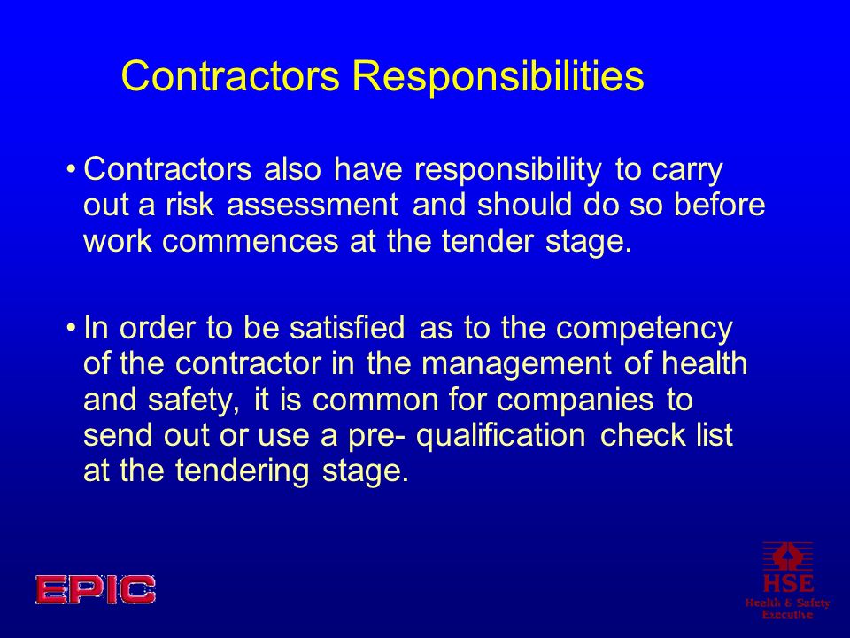 Contractors Responsibilities