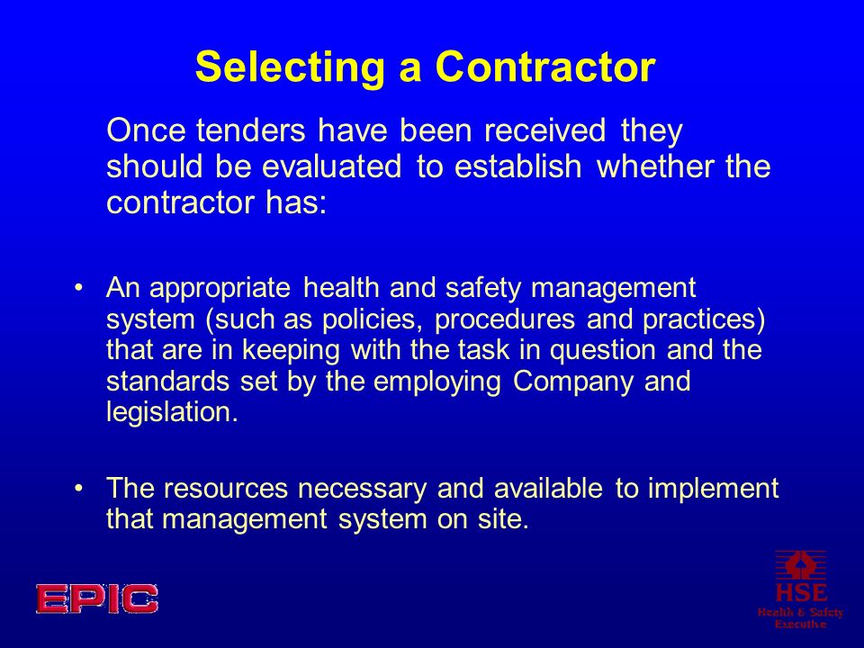 Selecting a Contractor