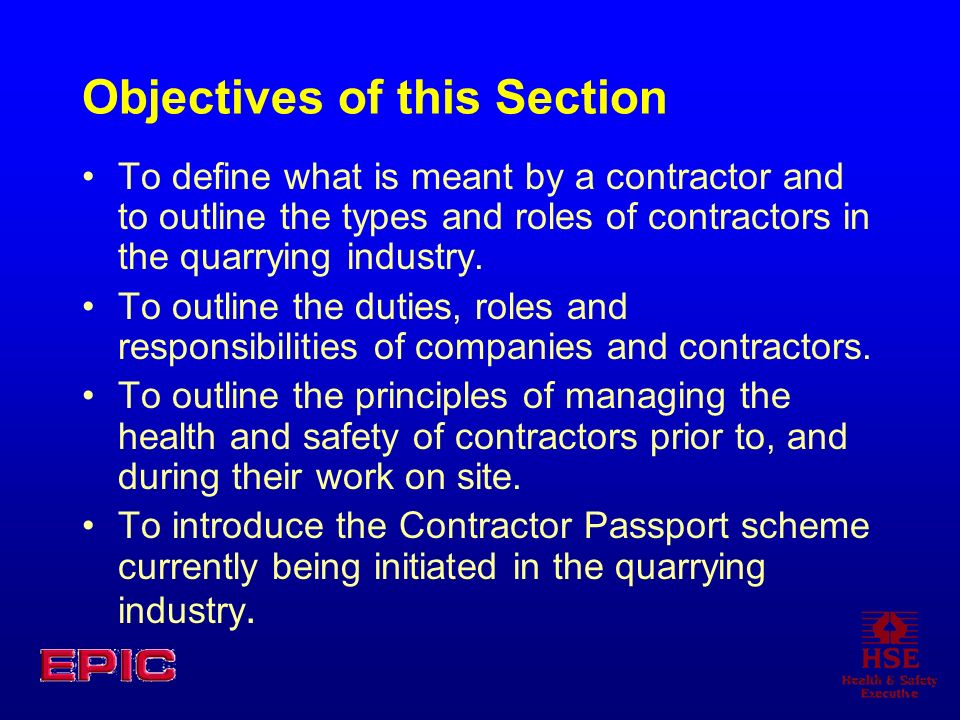 Objectives of this Section