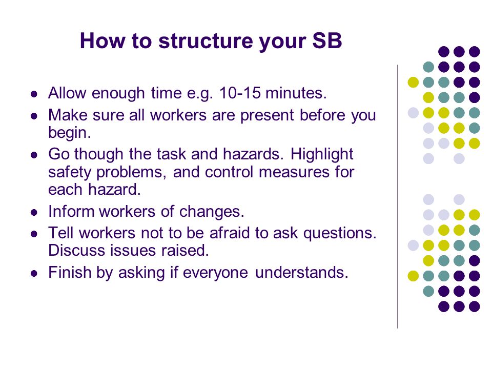 How to structure your SB