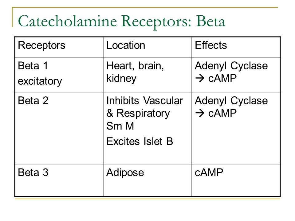 Catecholamine Receptors: Beta