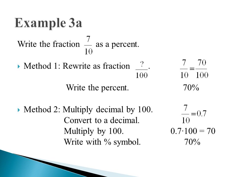 Example 3a Write the fraction as a percent.