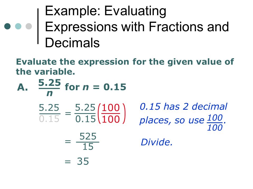 Example: Evaluating Expressions with Fractions and Decimals