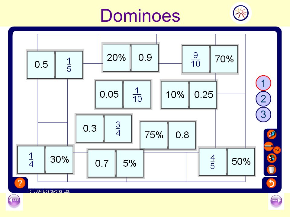 Dominoes Start by selecting a domino at random and placing it in the loop.