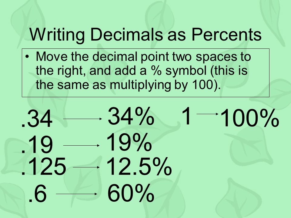 Writing Decimals as Percents