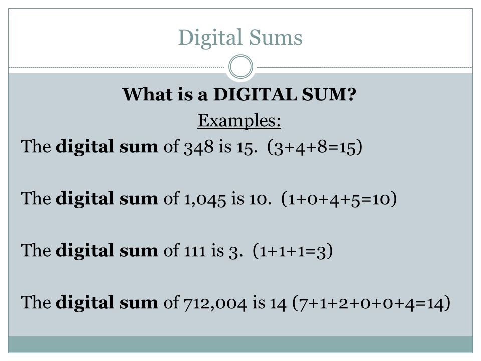 Digital Sums