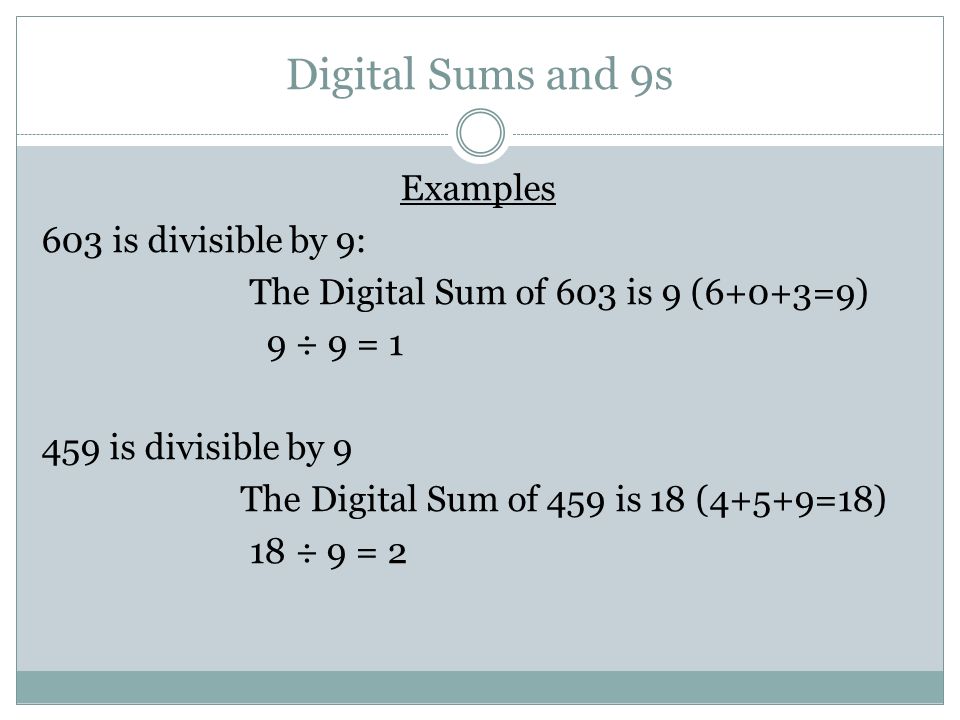 Digital Sums and 9s