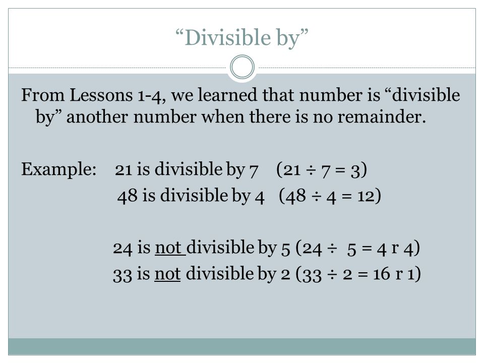 Divisible by