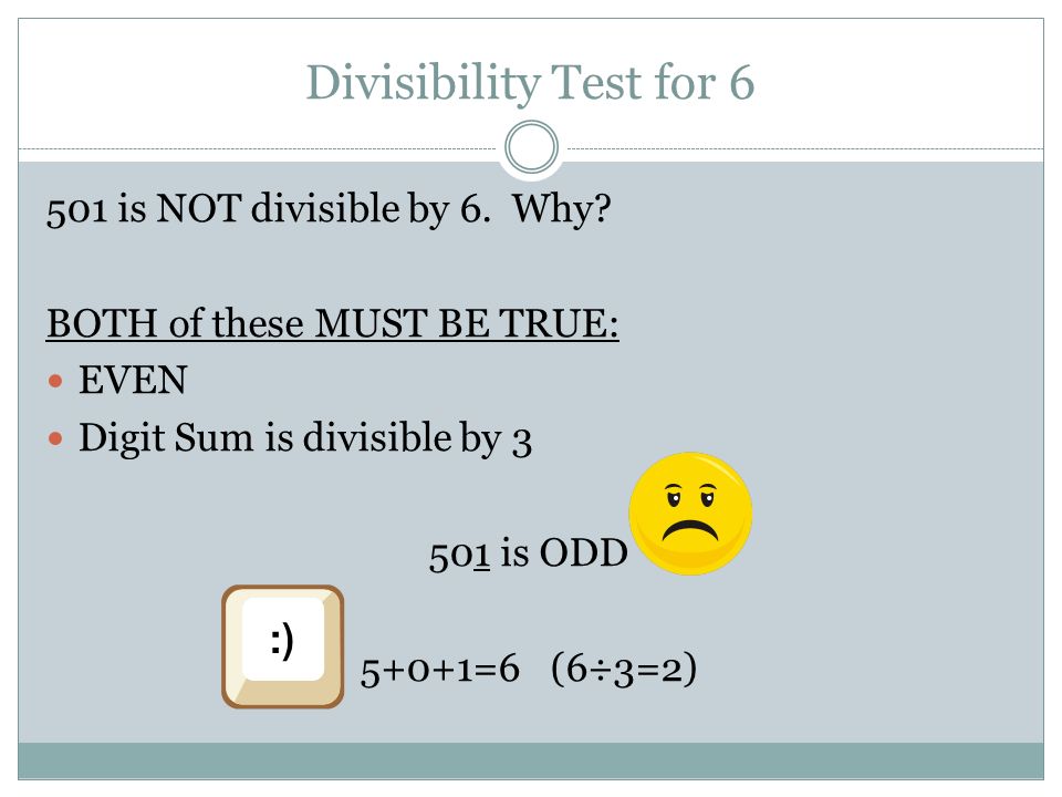 Divisibility Test for is NOT divisible by 6. Why