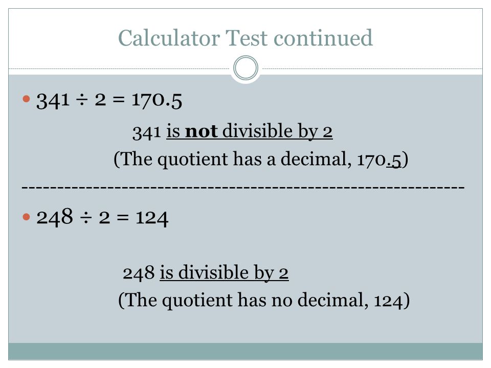 Calculator Test continued