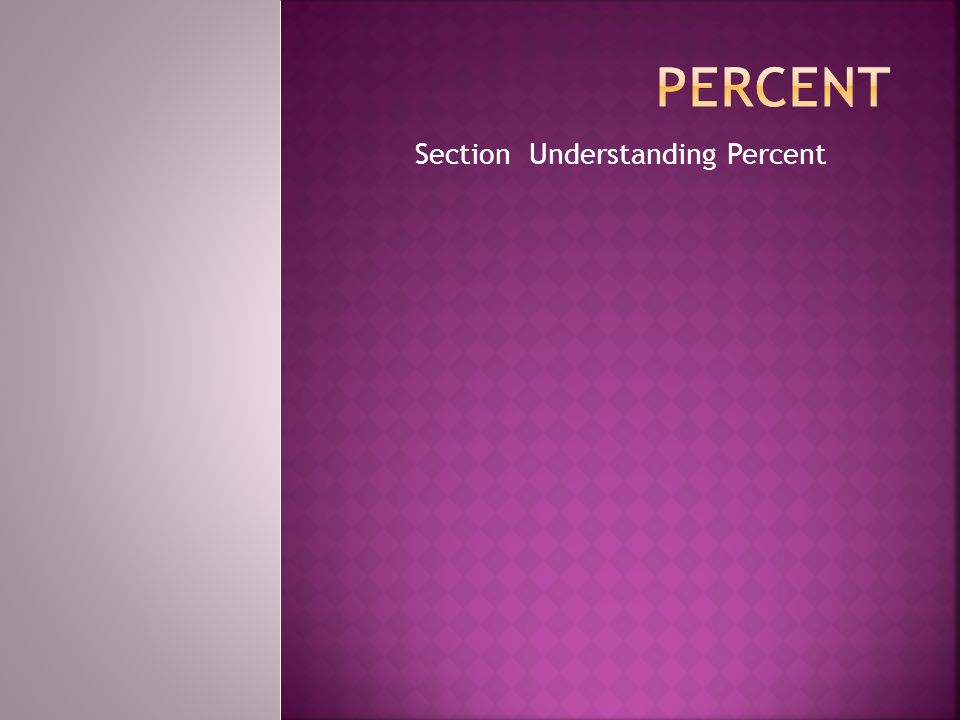 Section Understanding Percent