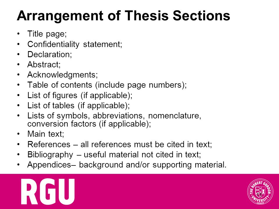 Arrangement of Thesis Sections