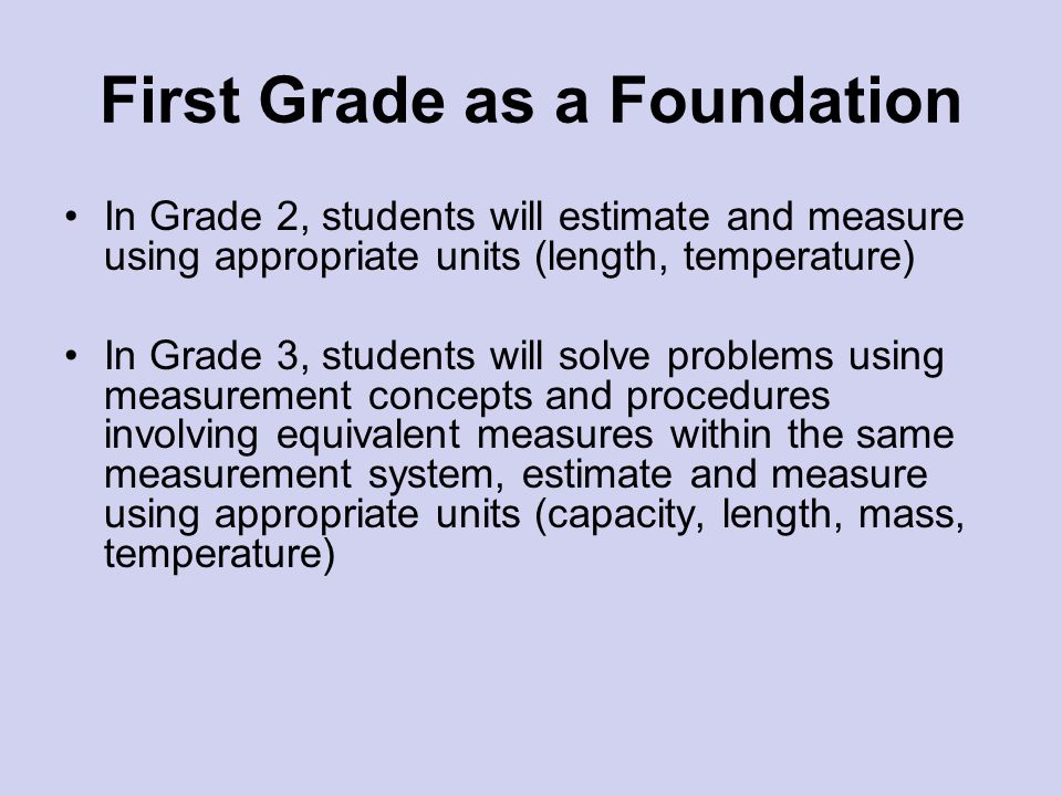 First Grade as a Foundation