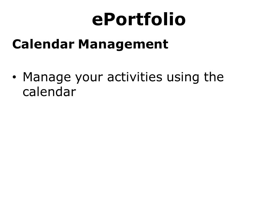 ePortfolio Calendar Management