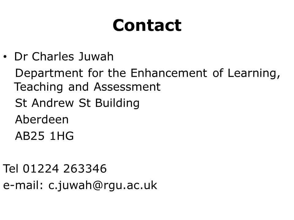 Contact Dr Charles Juwah