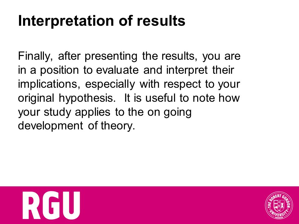 Interpretation of results