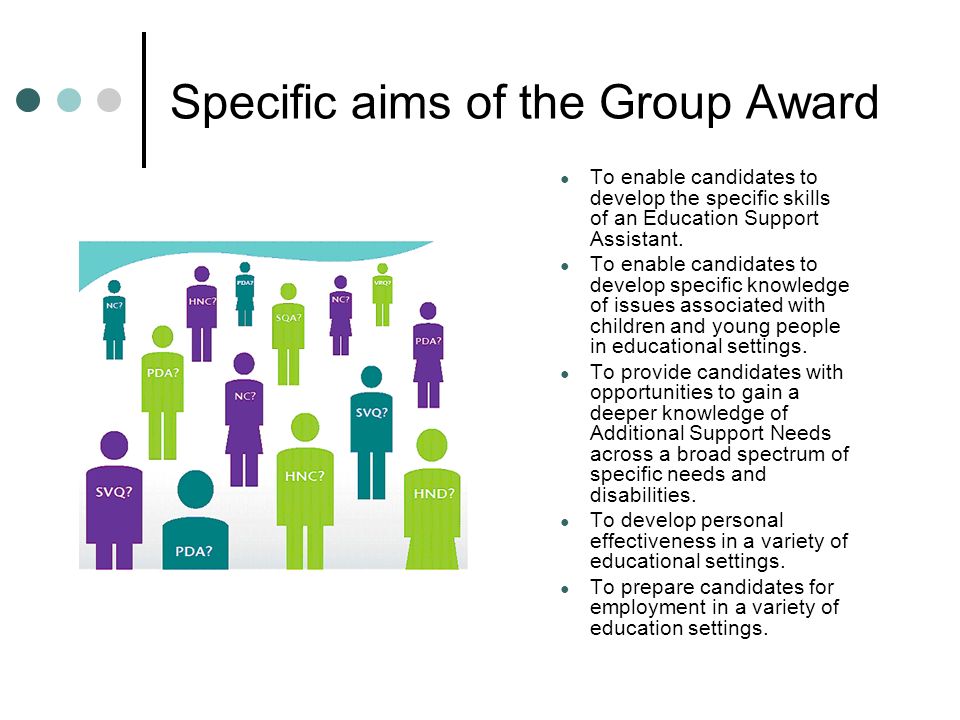 Specific aims of the Group Award