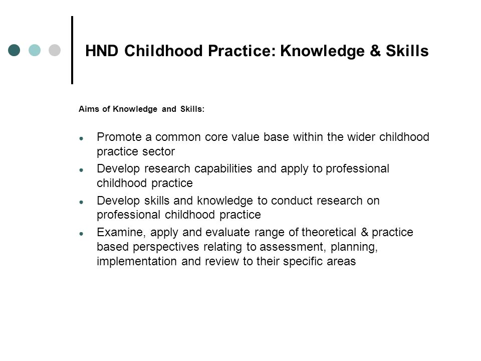 HND Childhood Practice: Knowledge & Skills