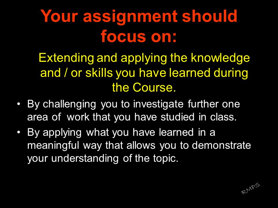 Your assignment should focus on: