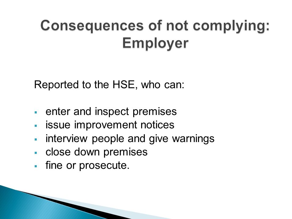 Consequences of not complying: Employer