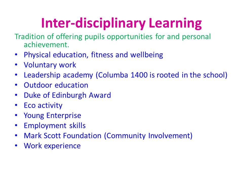 Inter-disciplinary Learning